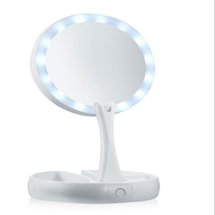 Foldable Double-Sided Magnifying LED Mirror