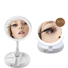 Foldable Double-Sided Magnifying LED Mirror