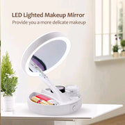 Foldable Double-Sided Magnifying LED Mirror