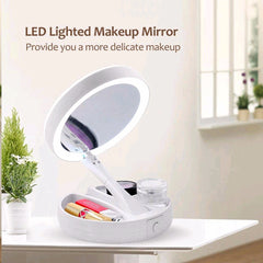 Foldable Double-Sided Magnifying LED Mirror